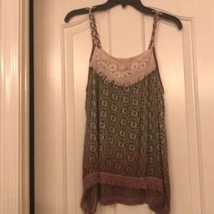 Gimmicks cute green/purple/brown tank top